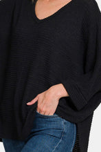 Load image into Gallery viewer, Zenana Full Size Waffle Knit V-Neck Long Sleeve Slit Top