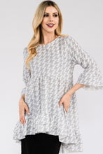 Load image into Gallery viewer, Celeste Full Size Houndstooth Flounce Sleeve High-Low Top