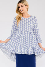 Load image into Gallery viewer, Celeste Full Size Houndstooth Flounce Sleeve High-Low Top
