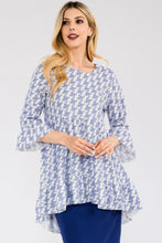 Load image into Gallery viewer, Celeste Full Size Houndstooth Flounce Sleeve High-Low Top