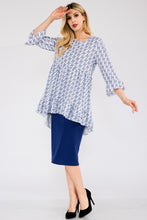 Load image into Gallery viewer, Celeste Full Size Houndstooth Flounce Sleeve High-Low Top