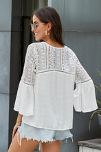 Load image into Gallery viewer, Flare Sleeve Spliced Lace V-Neck Shirt