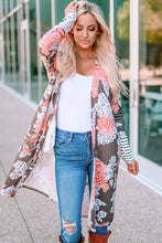 Load image into Gallery viewer, Stripe Detail Sleeve Floral Print Cardigan
