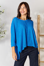 Load image into Gallery viewer, Zenana Full Size Round Neck High-Low Slit Knit Top