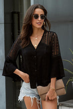 Load image into Gallery viewer, Flare Sleeve Spliced Lace V-Neck Shirt
