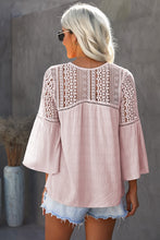 Load image into Gallery viewer, Flare Sleeve Spliced Lace V-Neck Shirt