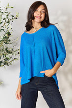 Load image into Gallery viewer, Zenana Full Size Round Neck High-Low Slit Knit Top