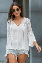 Load image into Gallery viewer, Flare Sleeve Spliced Lace V-Neck Shirt