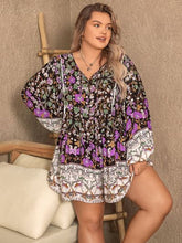 Load image into Gallery viewer, Plus Size Printed Tie Neck Mini Dress