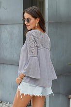 Load image into Gallery viewer, Flare Sleeve Spliced Lace V-Neck Shirt