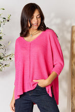 Load image into Gallery viewer, Zenana Full Size Round Neck High-Low Slit Knit Top