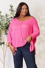 Load image into Gallery viewer, Zenana Full Size Round Neck High-Low Slit Knit Top