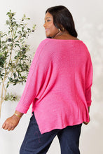 Load image into Gallery viewer, Zenana Full Size Round Neck High-Low Slit Knit Top