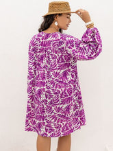 Load image into Gallery viewer, Plus Size Printed V-Neck Balloon Sleeve Mini Dress