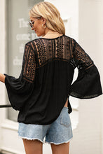 Load image into Gallery viewer, Flare Sleeve Spliced Lace V-Neck Shirt