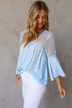 Load image into Gallery viewer, Flare Sleeve Spliced Lace V-Neck Shirt