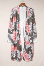 Load image into Gallery viewer, Stripe Detail Sleeve Floral Print Cardigan