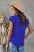 Load image into Gallery viewer, V-Neck Tie Hem Flutter Sleeve Blouse