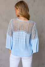Load image into Gallery viewer, Flare Sleeve Spliced Lace V-Neck Shirt