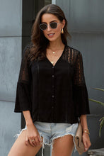 Load image into Gallery viewer, Flare Sleeve Spliced Lace V-Neck Shirt