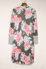Load image into Gallery viewer, Stripe Detail Sleeve Floral Print Cardigan