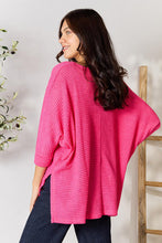 Load image into Gallery viewer, Zenana Full Size Round Neck High-Low Slit Knit Top