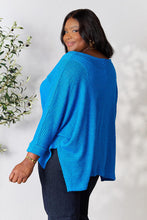Load image into Gallery viewer, Zenana Full Size Round Neck High-Low Slit Knit Top