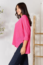 Load image into Gallery viewer, Zenana Full Size Round Neck High-Low Slit Knit Top