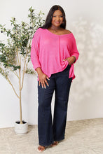 Load image into Gallery viewer, Zenana Full Size Round Neck High-Low Slit Knit Top
