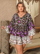 Load image into Gallery viewer, Plus Size Printed Tie Neck Mini Dress