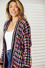 Load image into Gallery viewer, Double Take Full Size Multicolored Open Front Fringe Hem Cardigan