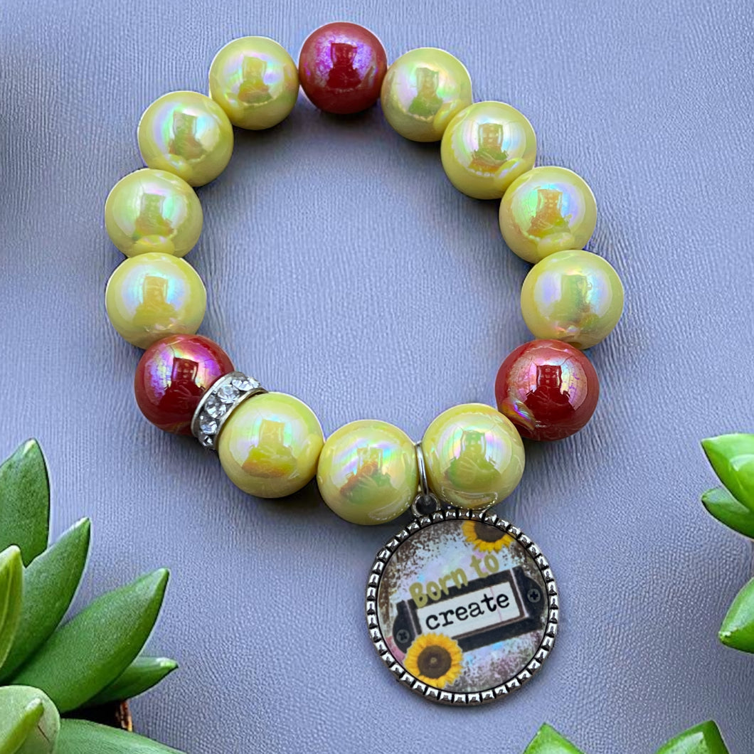 Born to Create Yellow Stretch Bracelet
