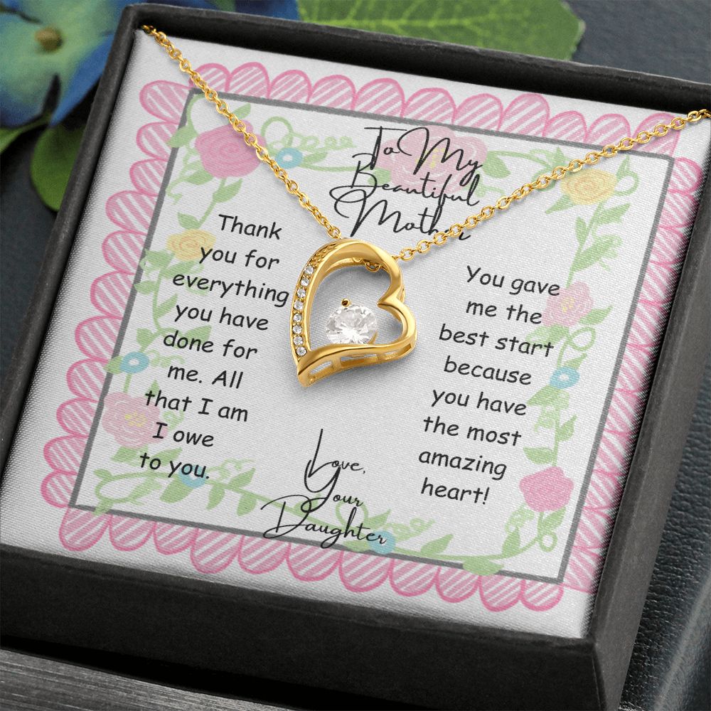 To My Beautiful Mother Forever Love Necklace