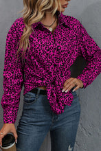 Load image into Gallery viewer, Leopard Print Long Sleeve Dropped Shoulder Shirt
