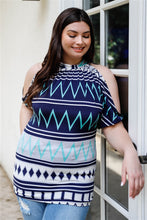 Load image into Gallery viewer, Plus Polka Dot Cold Shoulder Short Sleeve Back Self-tie Top
