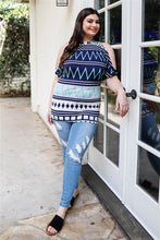 Load image into Gallery viewer, Plus Polka Dot Cold Shoulder Short Sleeve Back Self-tie Top
