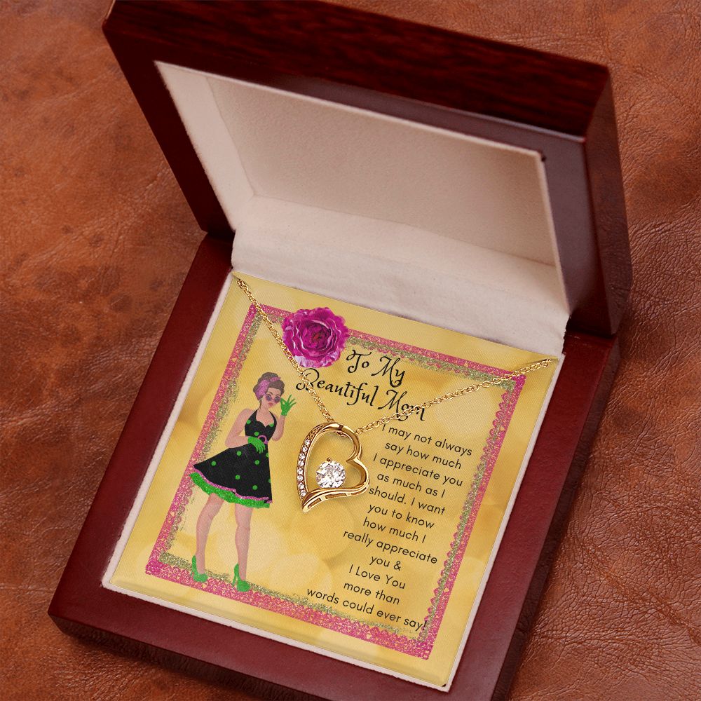 To My Beautiful Mom Heart Necklace