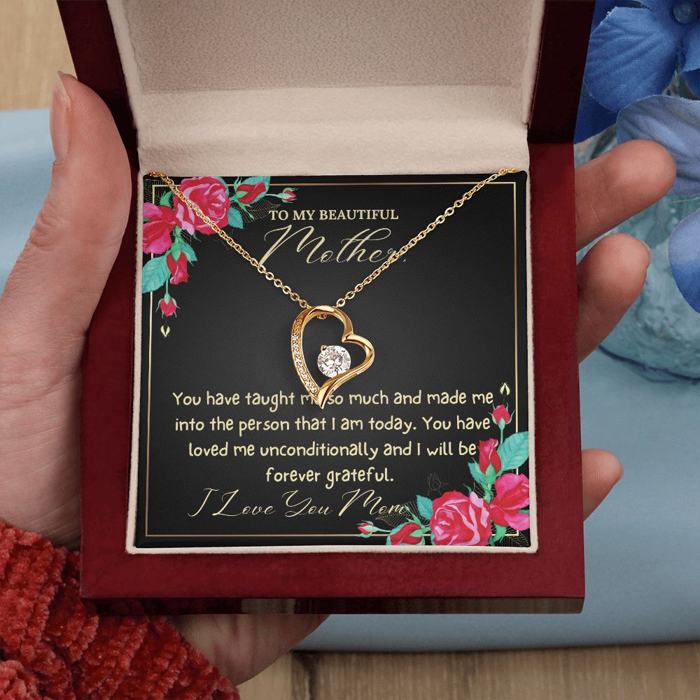 To My Beautiful Mother Heart Necklace