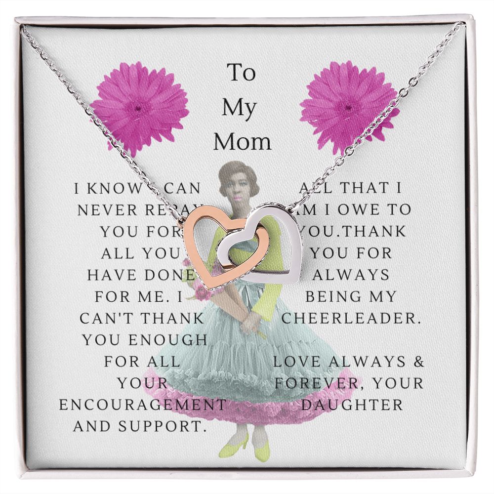To My Mom Interlocking Heart Necklace