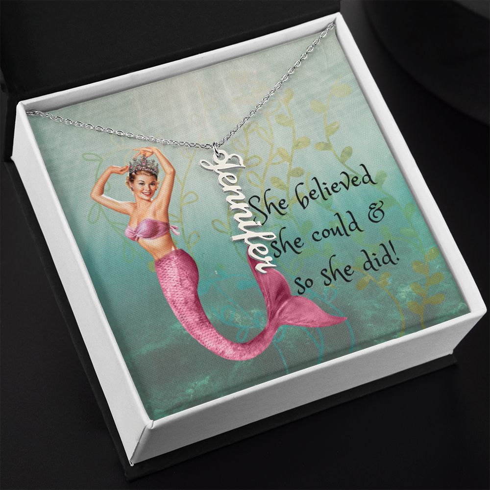 She Believed She Could & So She Did Vertical Name Necklace