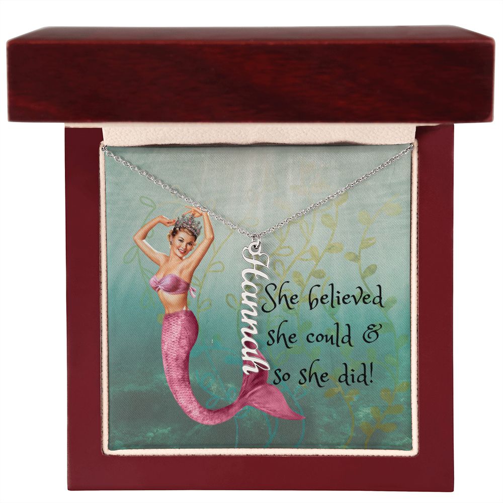 She Believed She Could & So She Did Vertical Name Necklace