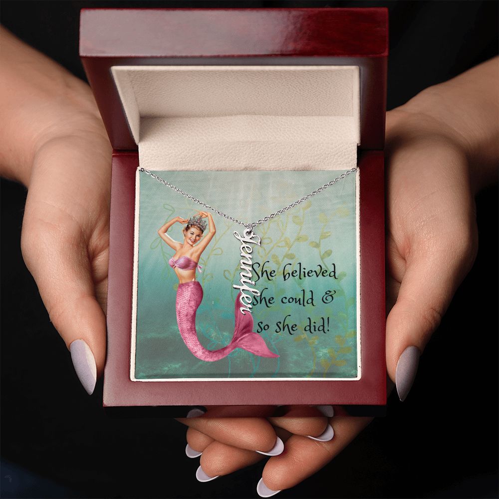 She Believed She Could & So She Did Vertical Name Necklace