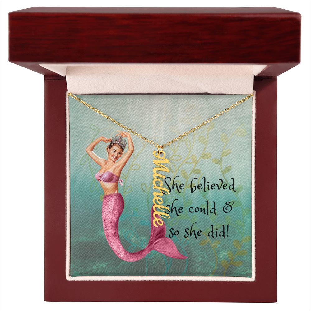 She Believed She Could & So She Did Vertical Name Necklace