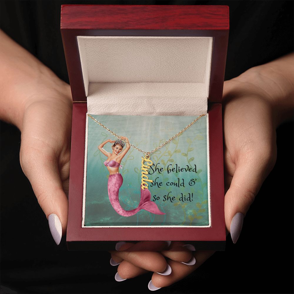 She Believed She Could & So She Did Vertical Name Necklace