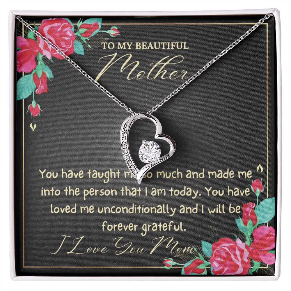 To My Beautiful Mother Heart Necklace