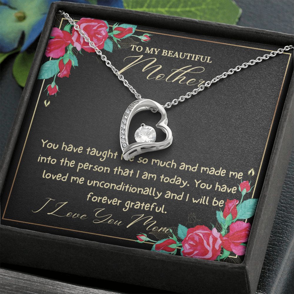 To My Beautiful Mother Heart Necklace