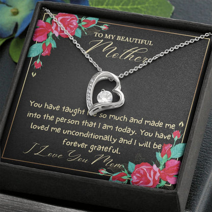 To My Beautiful Mother Heart Necklace