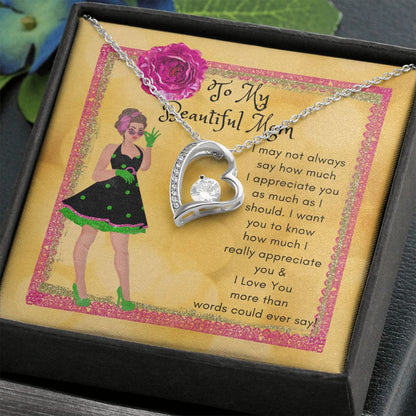 To My Beautiful Mom Heart Necklace