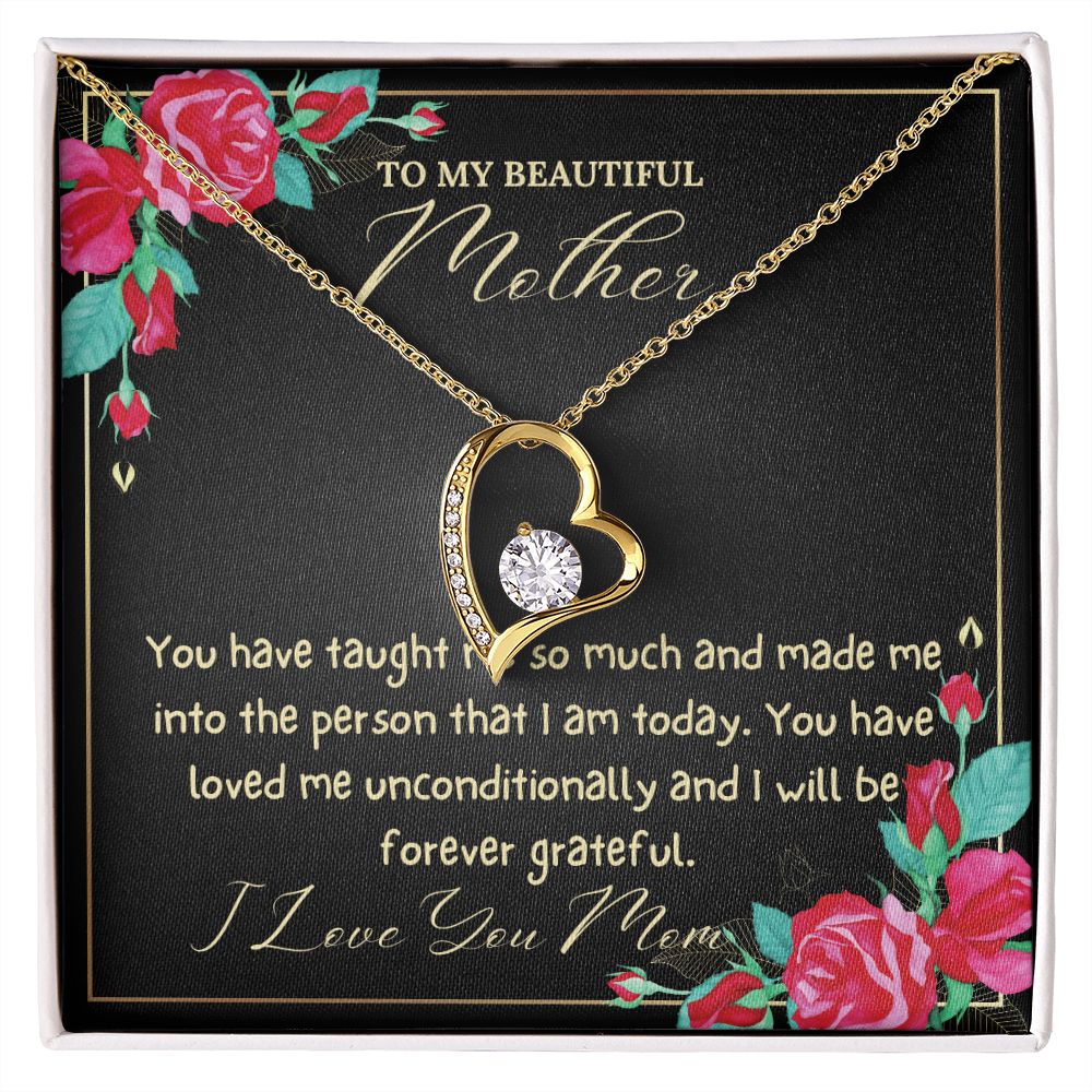 To My Beautiful Mother Heart Necklace
