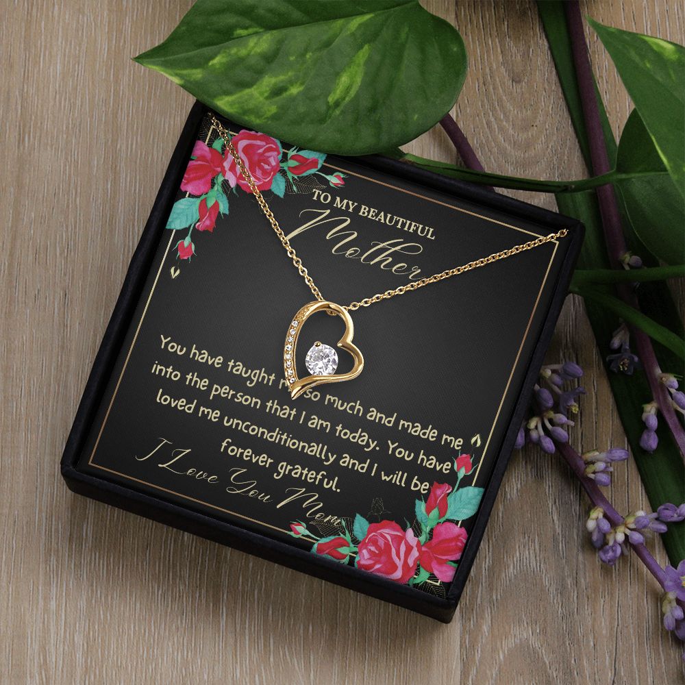 To My Beautiful Mother Heart Necklace